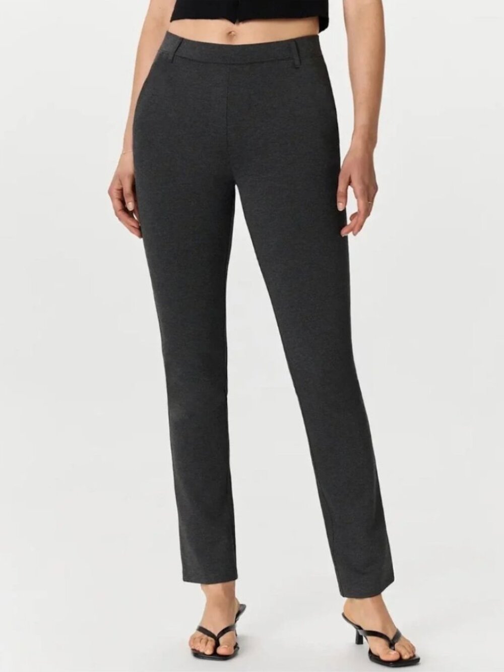 NWT Quince | SHORT Ultra-Stretch Ponte Straight Leg Pants Gray Size Large Short